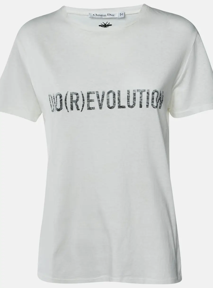 Dior Ivory Dio(r)evolution Cotton & Linen Crew Neck T-Shirt L