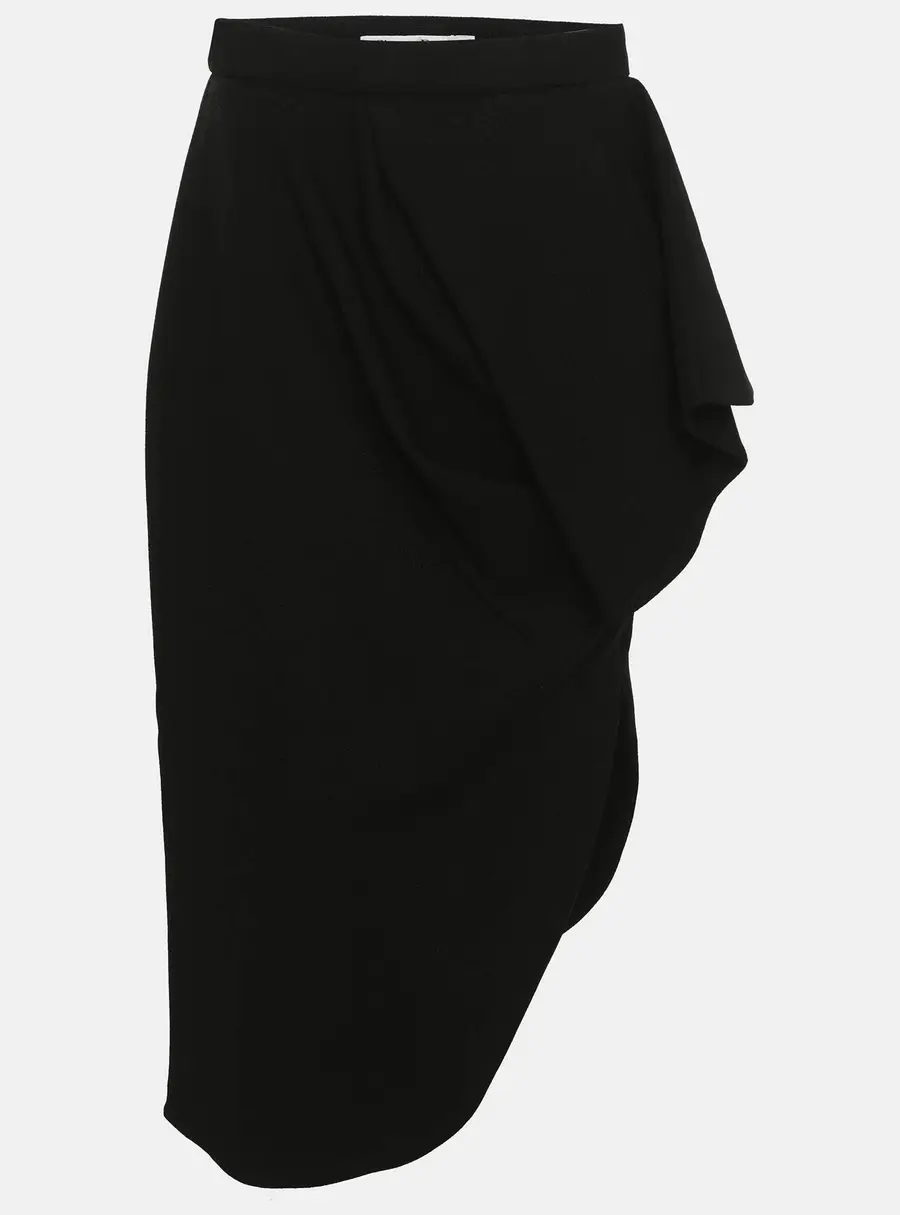 Dior Black Crepe Ruffle Midi Skirt M