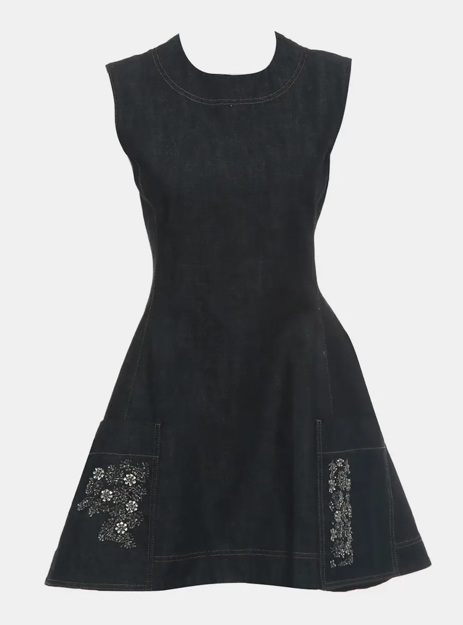 Dior Embellished Pocket Denim Dress