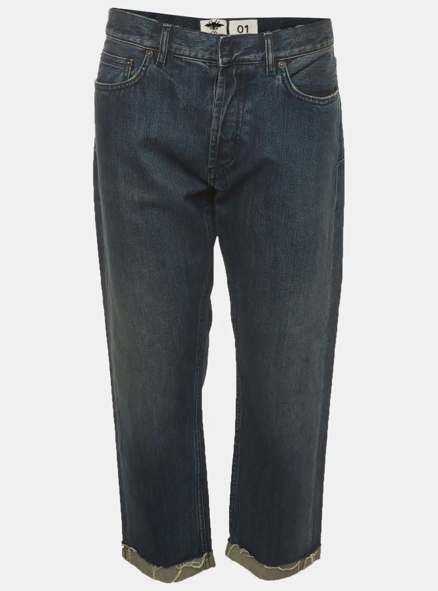 Christian Dior 30 Montaigne Blue Cropped Boyfriend Jeans M/Waist 34"