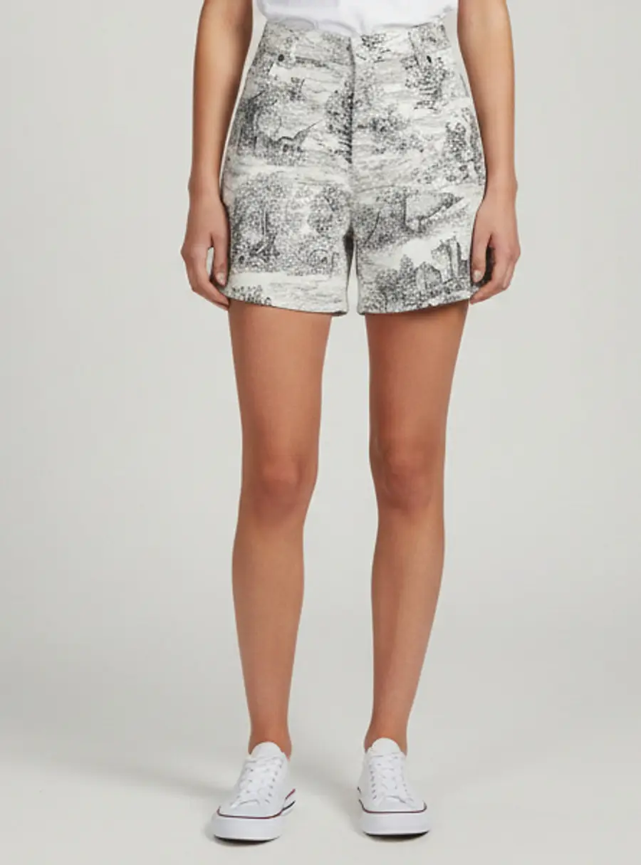 Dior White Printed Denim Regular Fit Shorts M