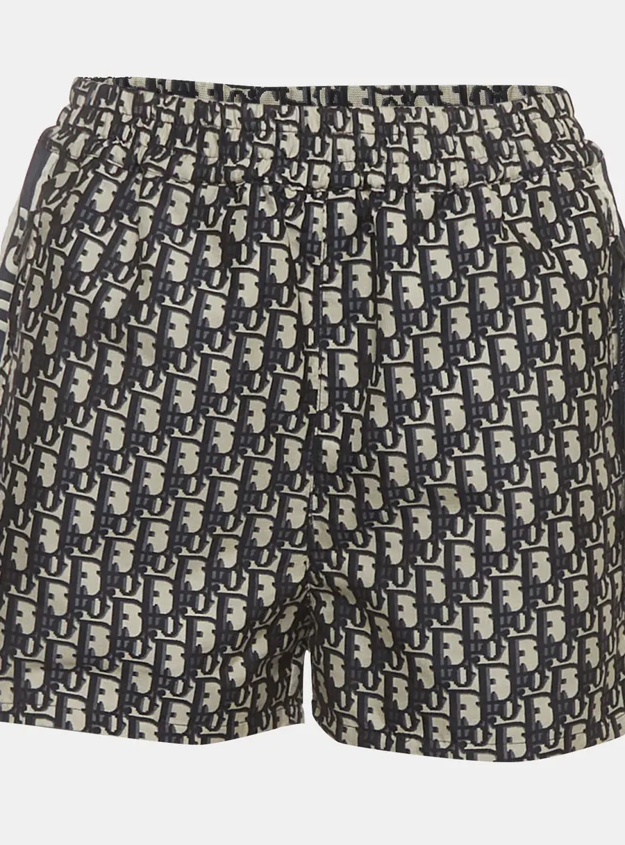 Christian Dior Navy Blue Oblique Jacquard Regular Shorts XS