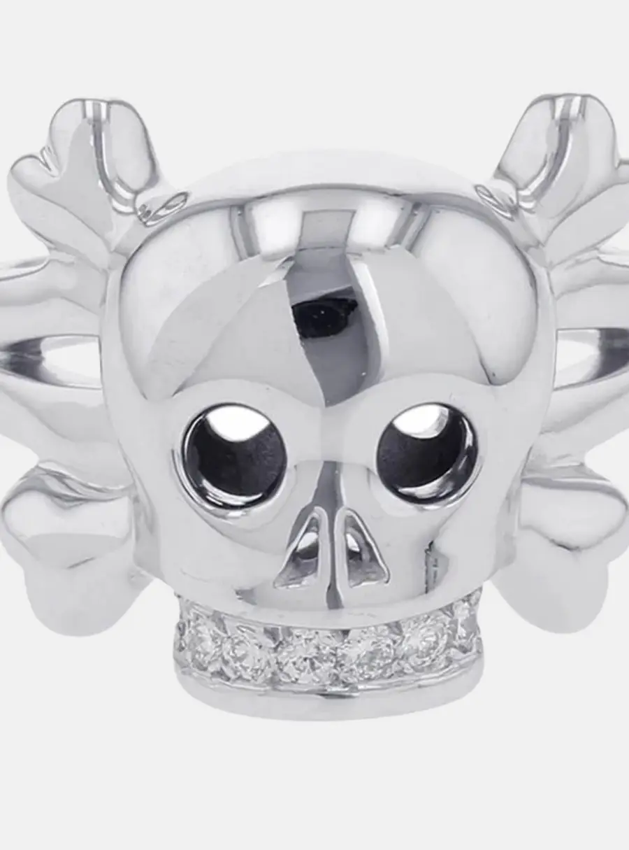 Dior Tet Du Maure Skull Ring Size 55/#15 18K White Gold