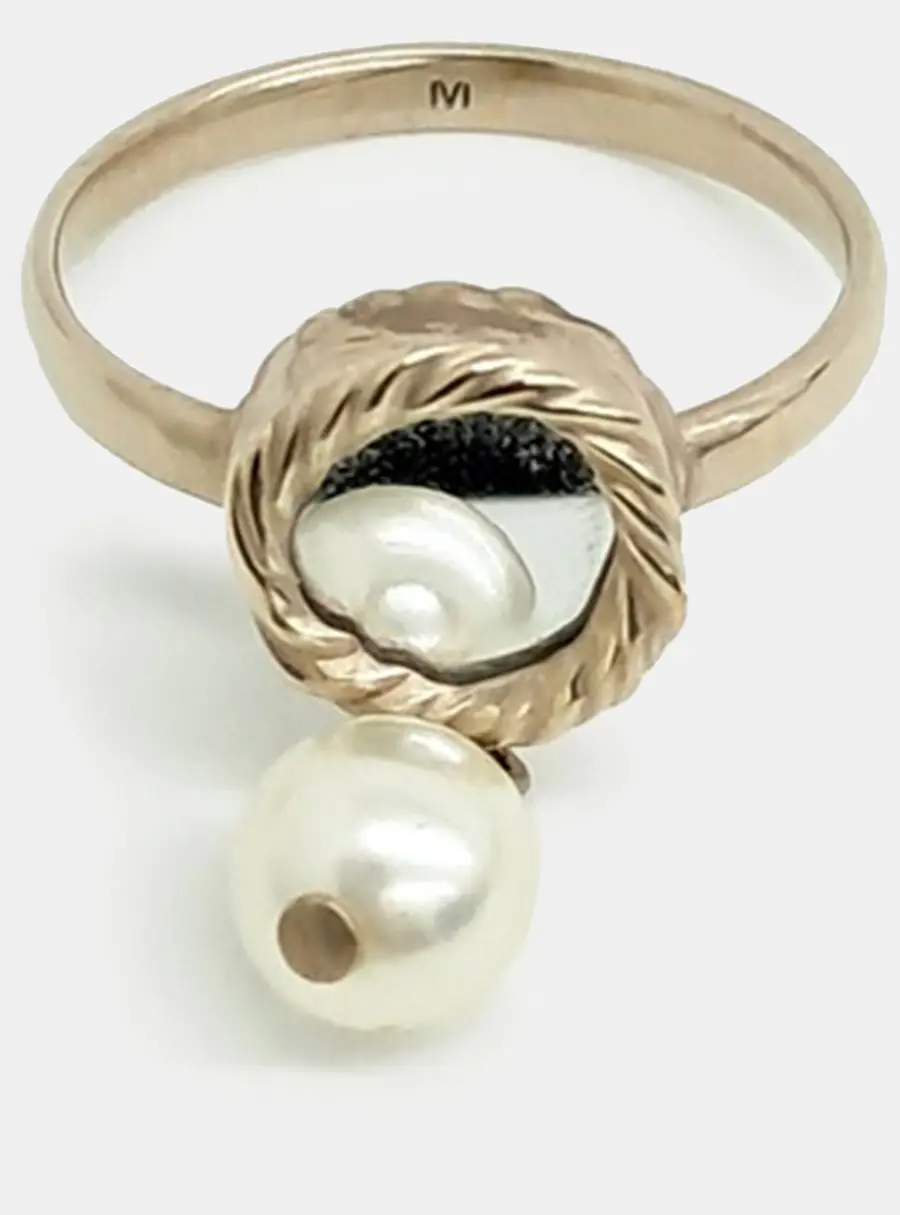 Christian Dior Gold Pearl Ball Ring