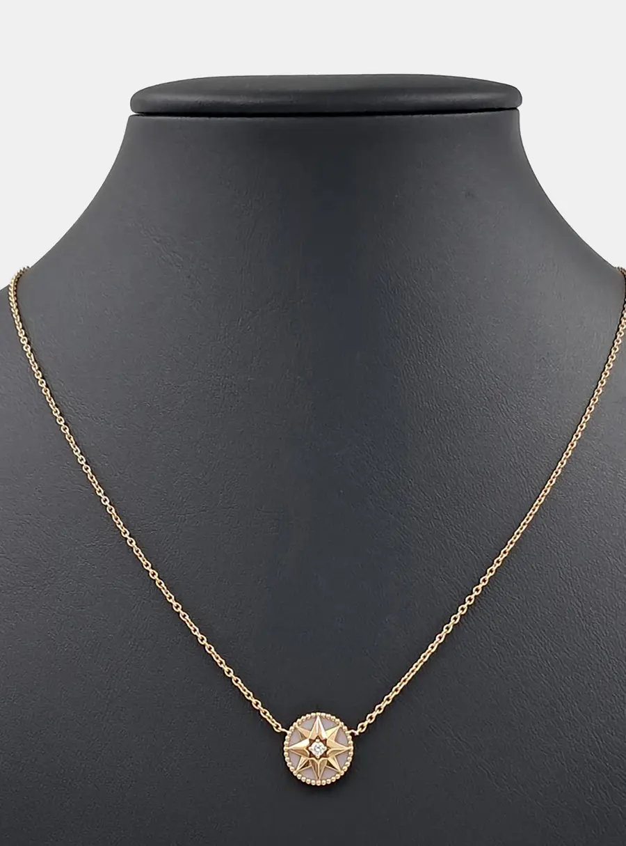 Christian Dior Diamond Opal 18k Rose Gold de Vent Necklace