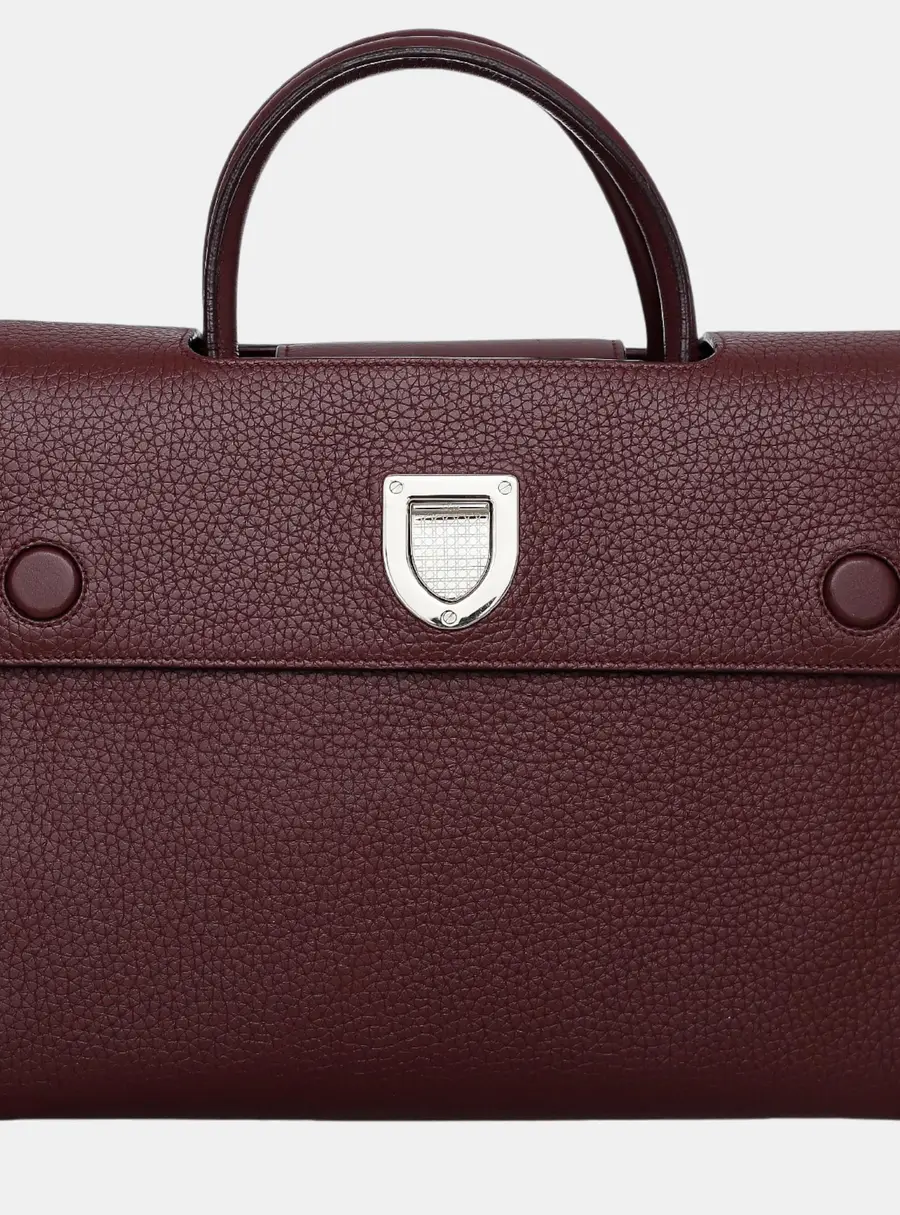 Christian Dior Diorever Medium Burgundy Grained Calfskin Leather Top Handle Bag