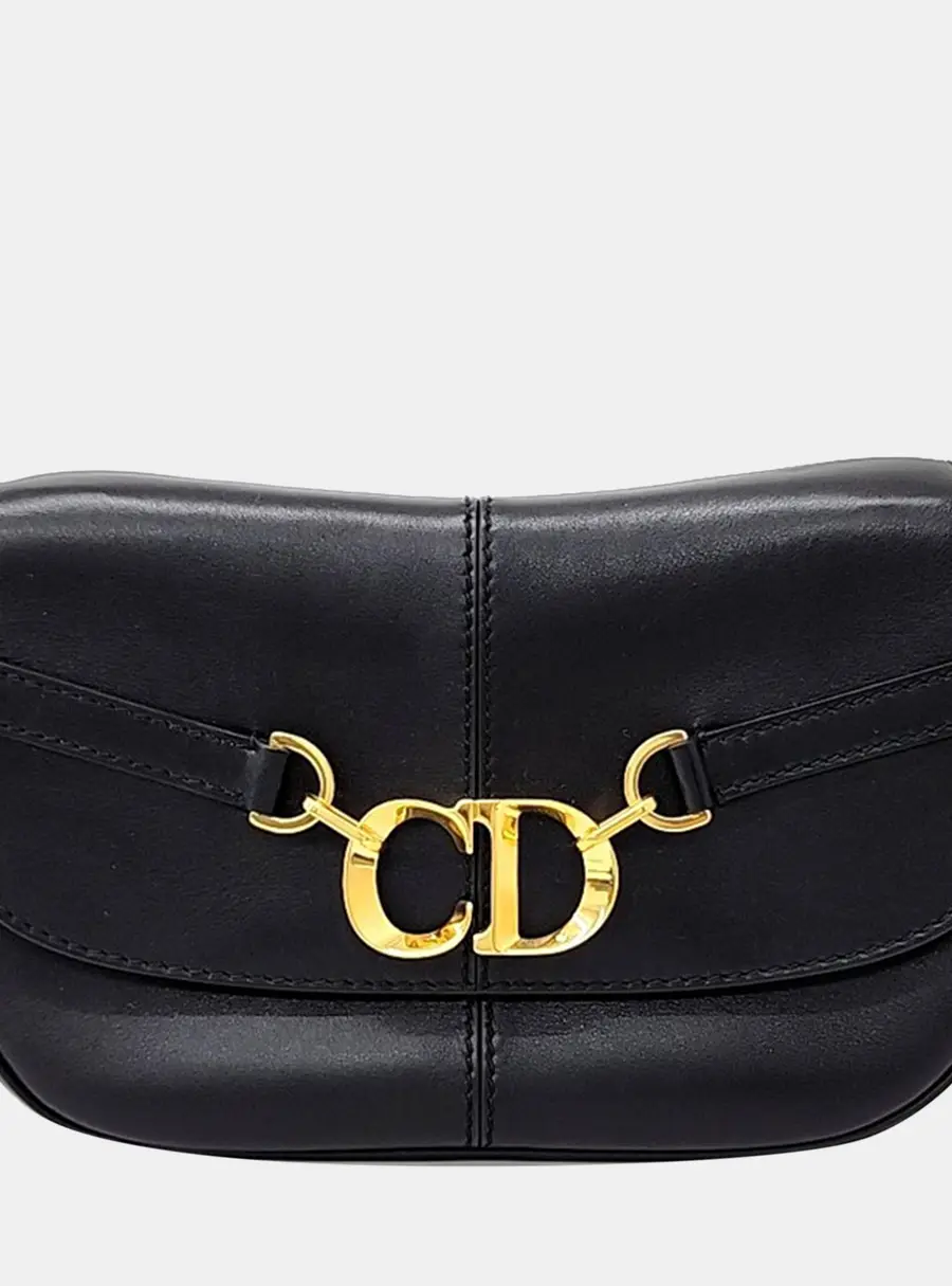 Christian Dior CD Besace Small Black Calfskin Leather Shoulder Bag