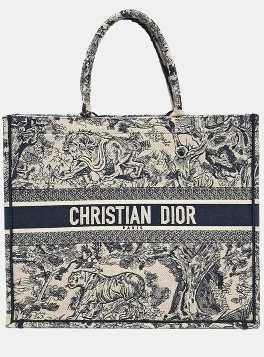 Christian Dior Book Tote Small Blue Canvas Tote Bag