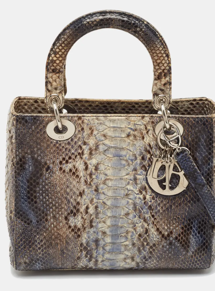 Dior Ombre Blue Python Medium Lady Dior Tote