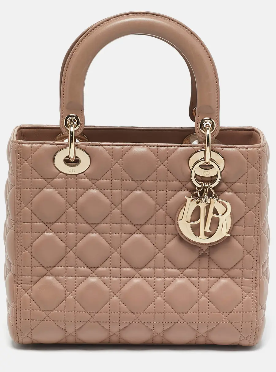 Dior Lady Dior Medium Beige Leather Tote Bag