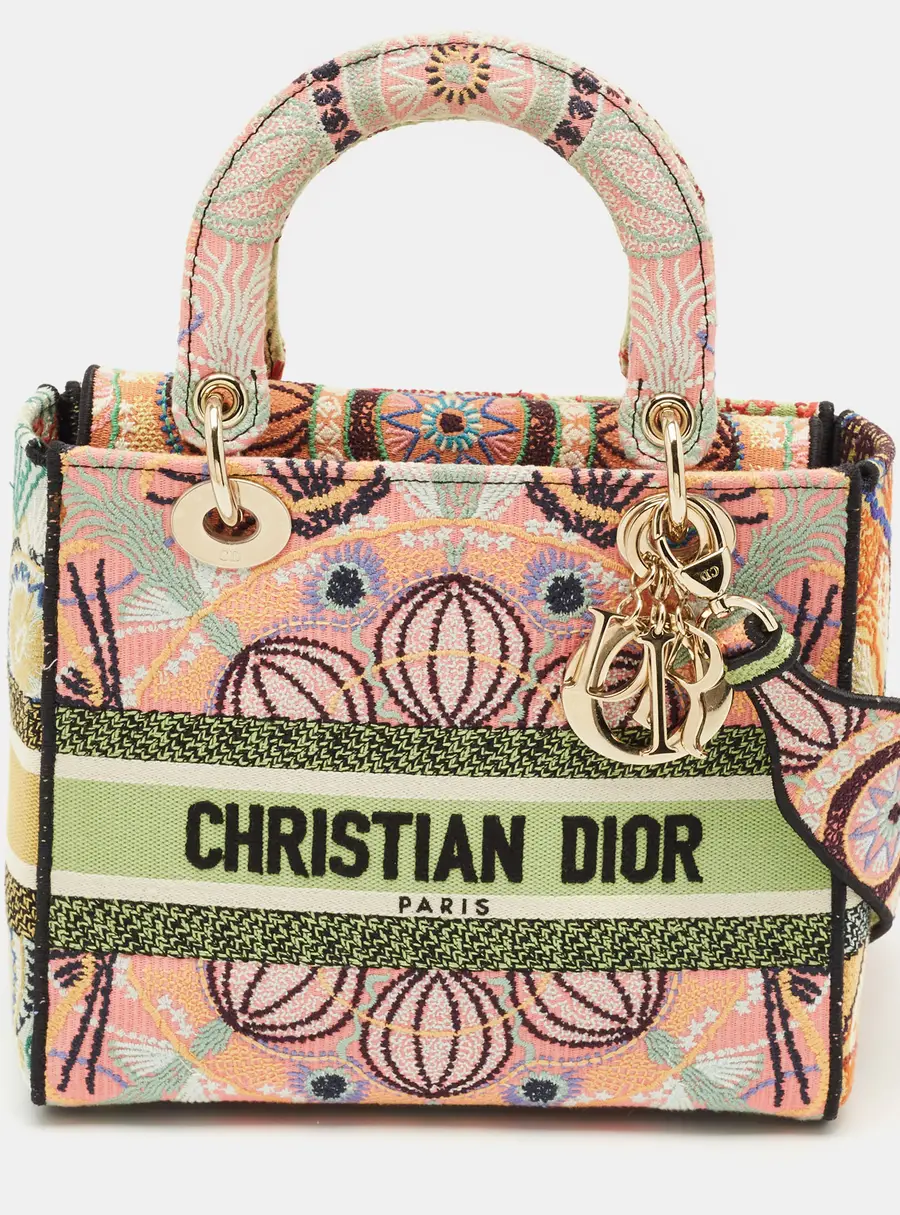 Dior Multicolor Embroidered Canvas Medium Lady D-Lite Tote