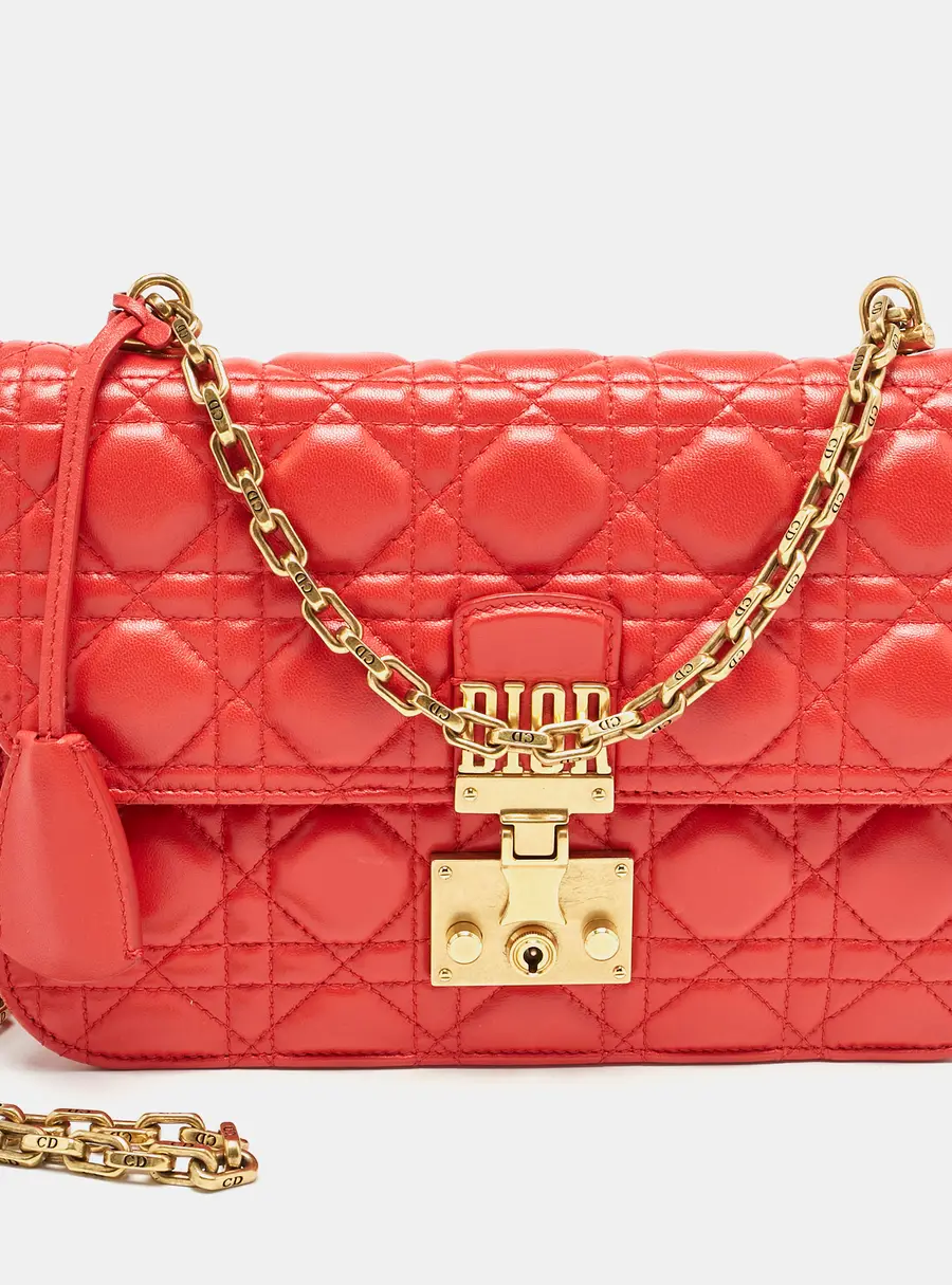 Dior Red Cannage Leather Medium DiorAddict Shoulder Bag