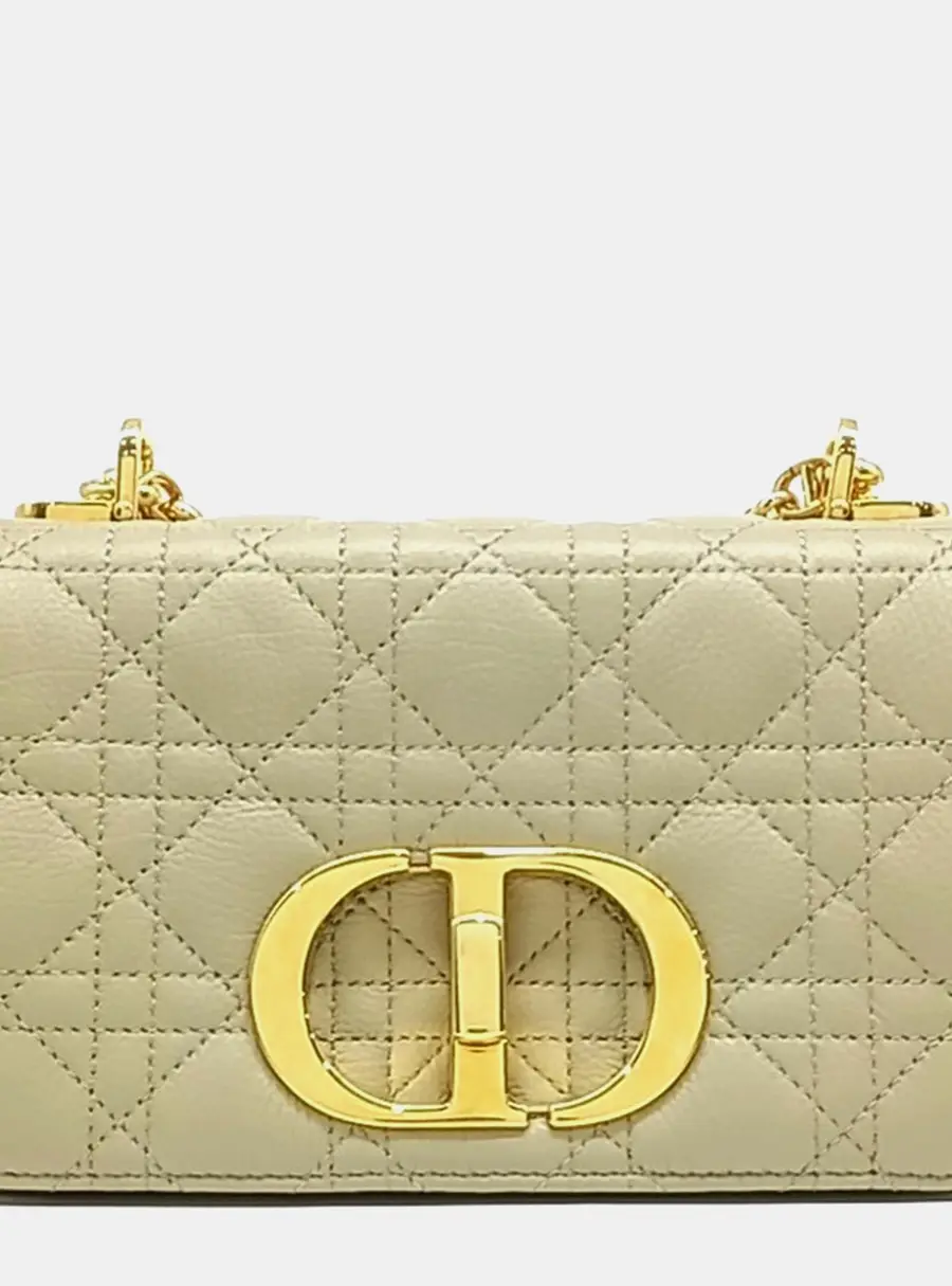 Dior Caro Small Beige Calfskin Leather Shoulder Bag