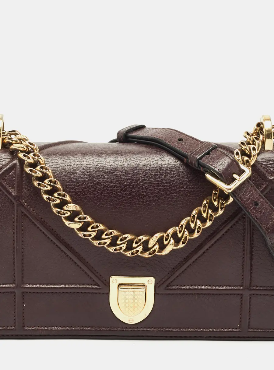 Dior Diorama Small Burgundy Leather Shoulder Bags