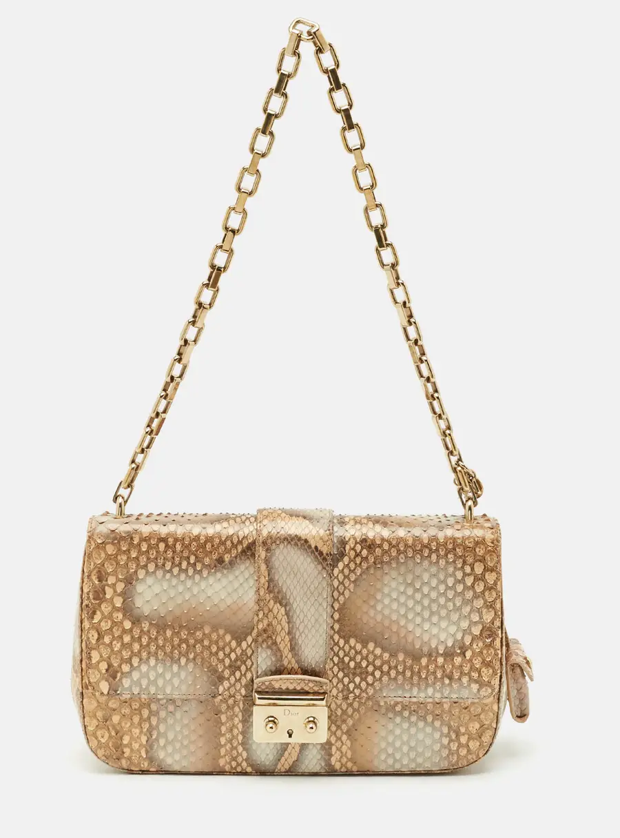Dior Beige Python Medium Miss Dior Flap Bag