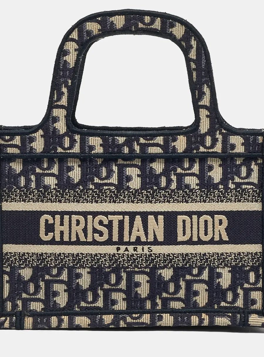 Dior Book Tote XS Navy Blue Canvas Tote Bag