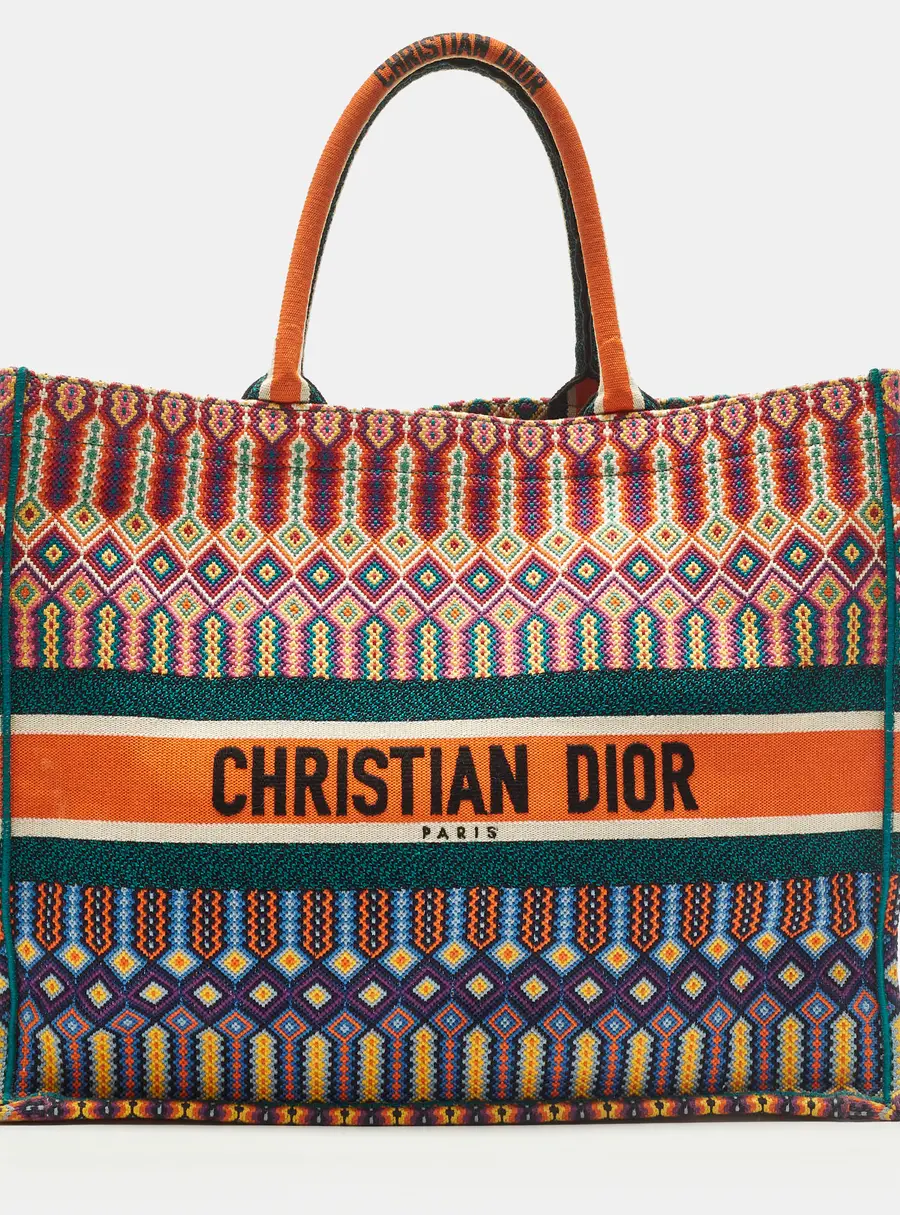 Dior Book Large Multicolor Embroidered Canvas Tote