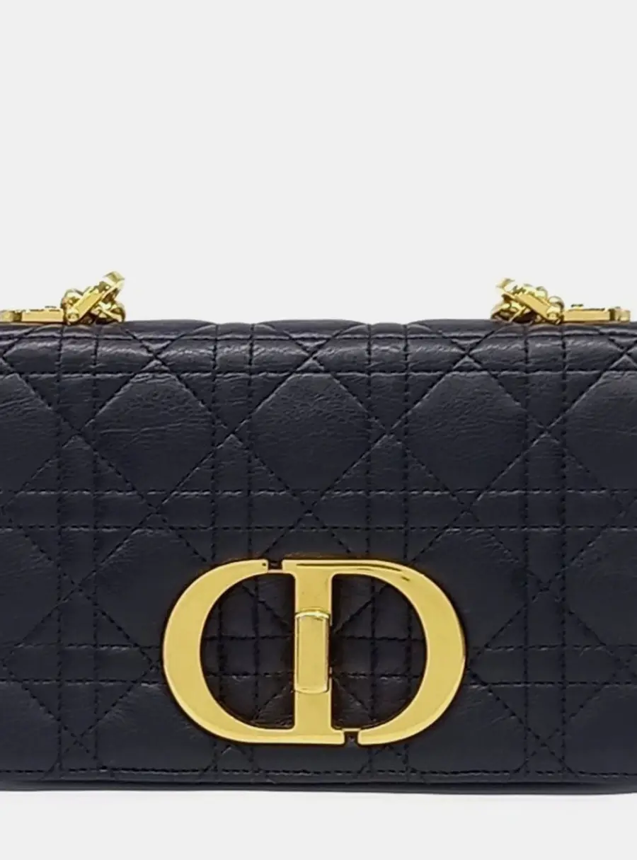 Dior Caro Small Black Cannage Lambskin Leather Shoulder Bag