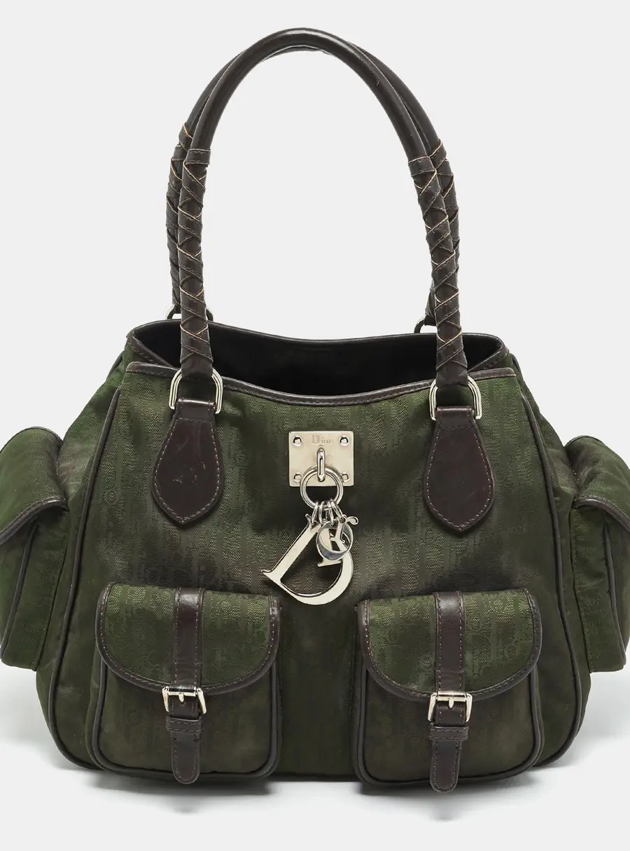 Dior Multipocket Green/Brown Diorissimo Nylon Shoulder Bag