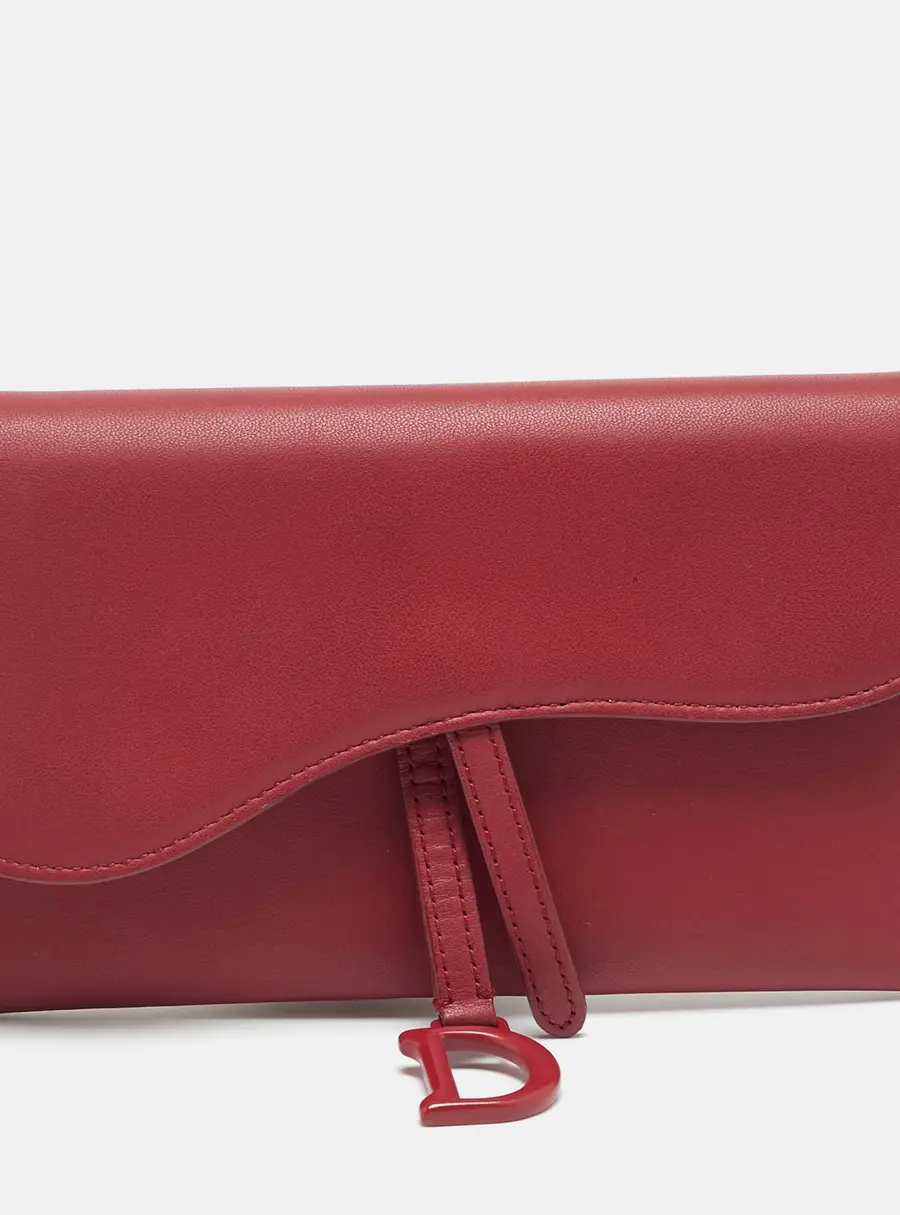 Dior Saddle Burgundy Leather Continental Wallet
