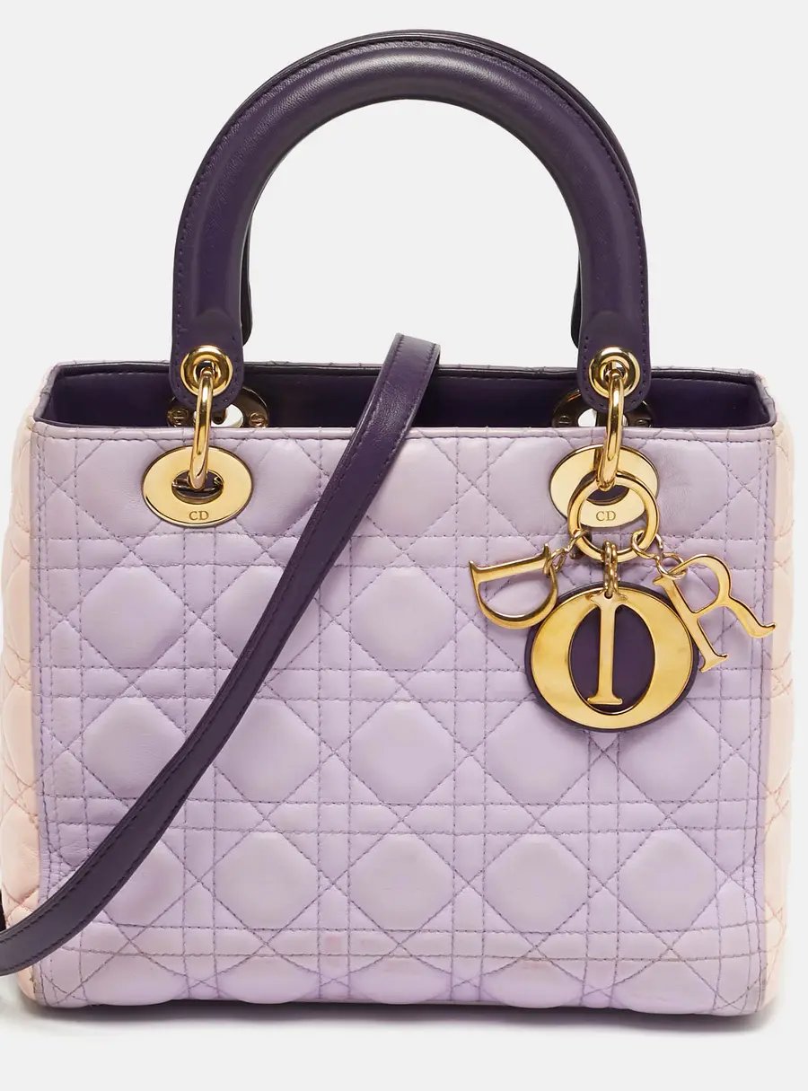 Dior Lady Dior Medium Purple/Pink Cannage Leather Tote