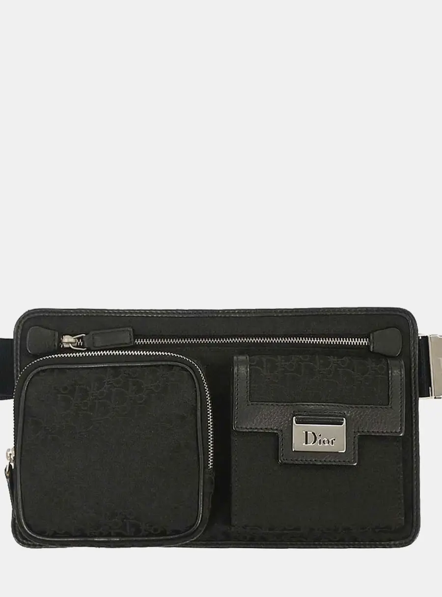 Dior Trotter Street Chic Black Trotter Canvas Belt Bag