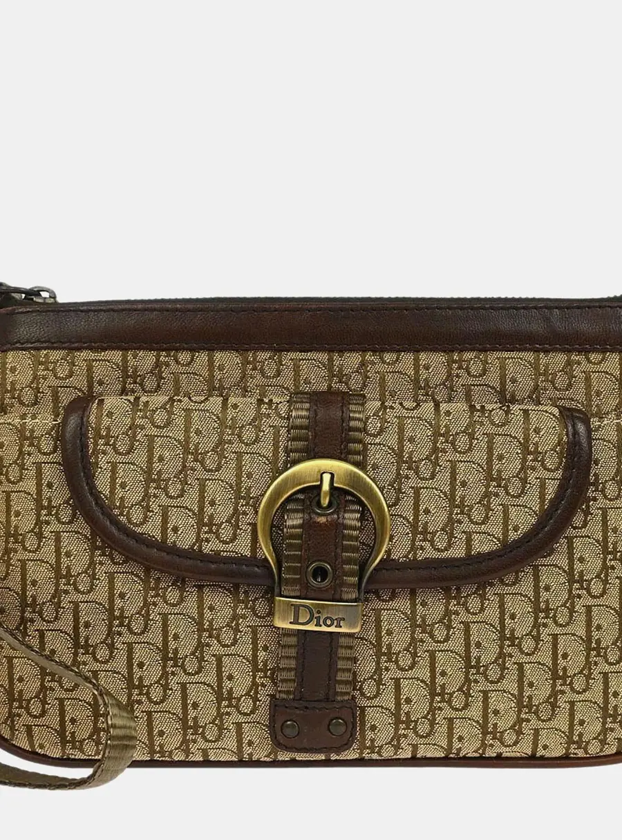 Dior Trotter Brown Canvas Clutch Bag