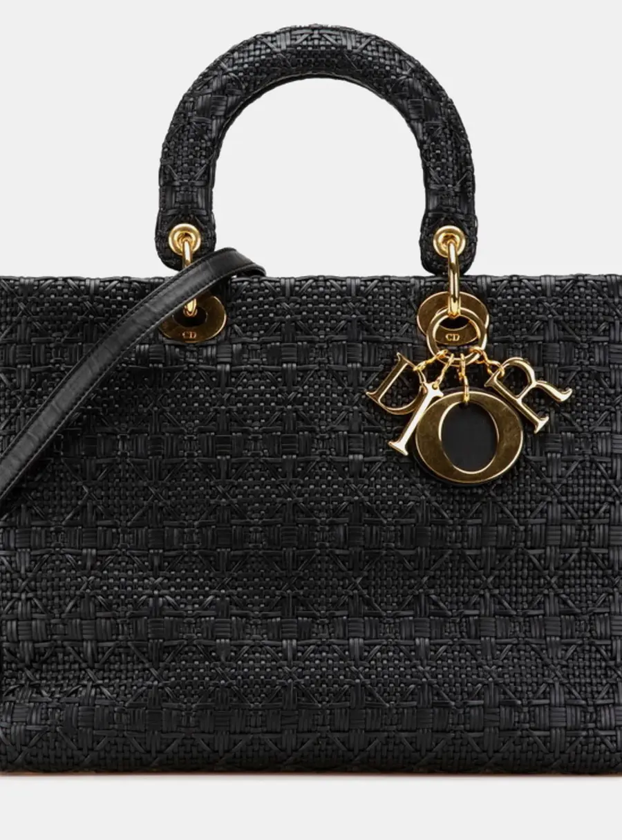 Dior Lady Dior Black Leather Shoulder Bag