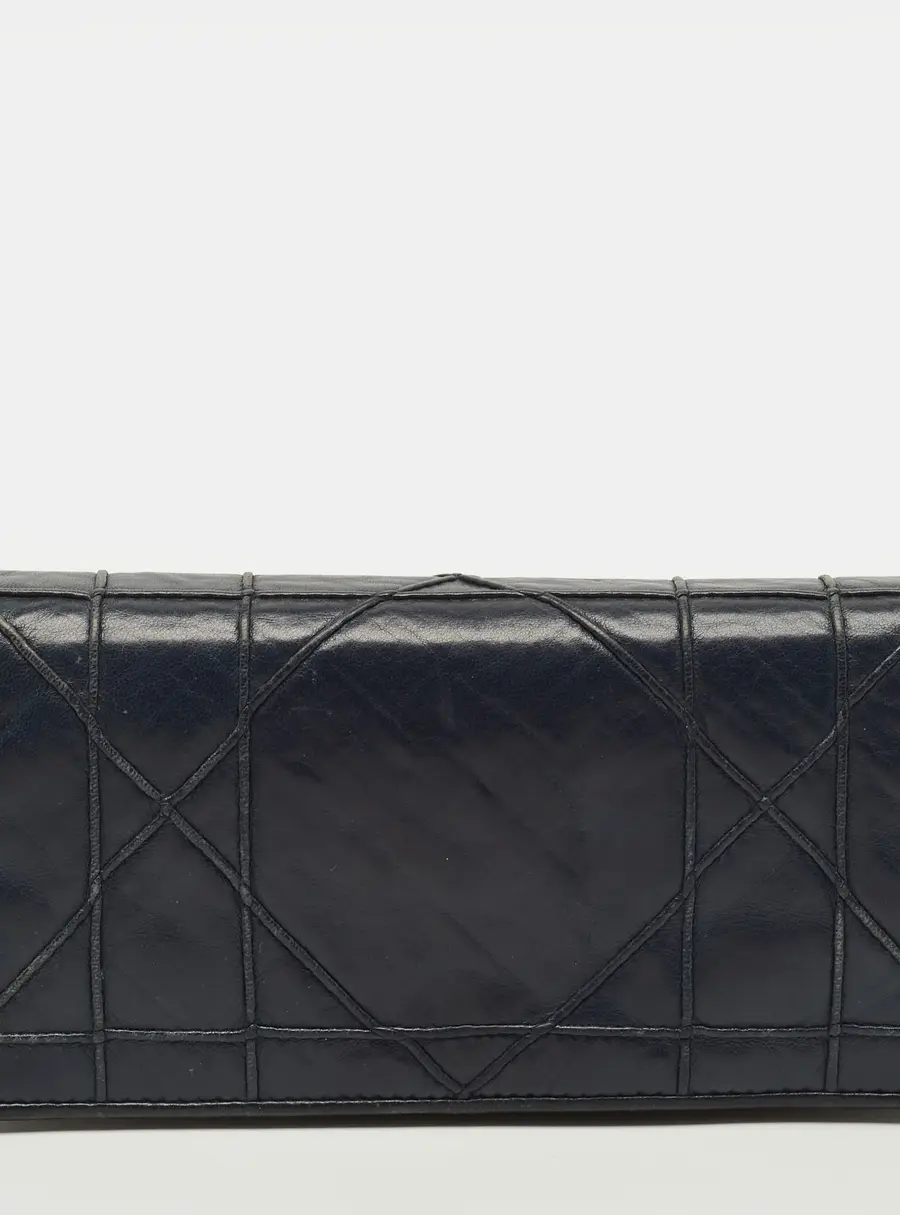 Dior Rendezvous Navy Blue Cannage Leather Wallet on Chain