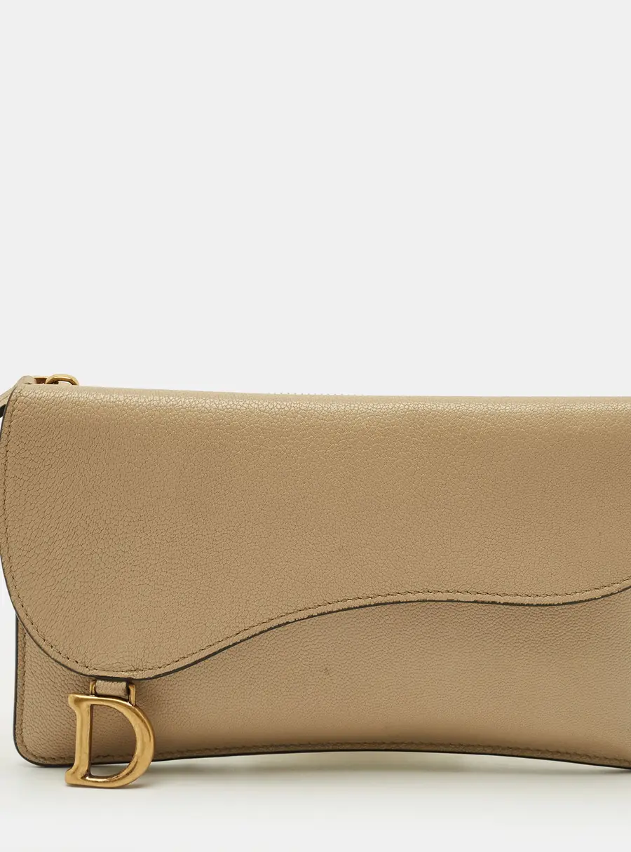 Dior Saddle Cosmos Zipped Beige Leather Continental Wallet