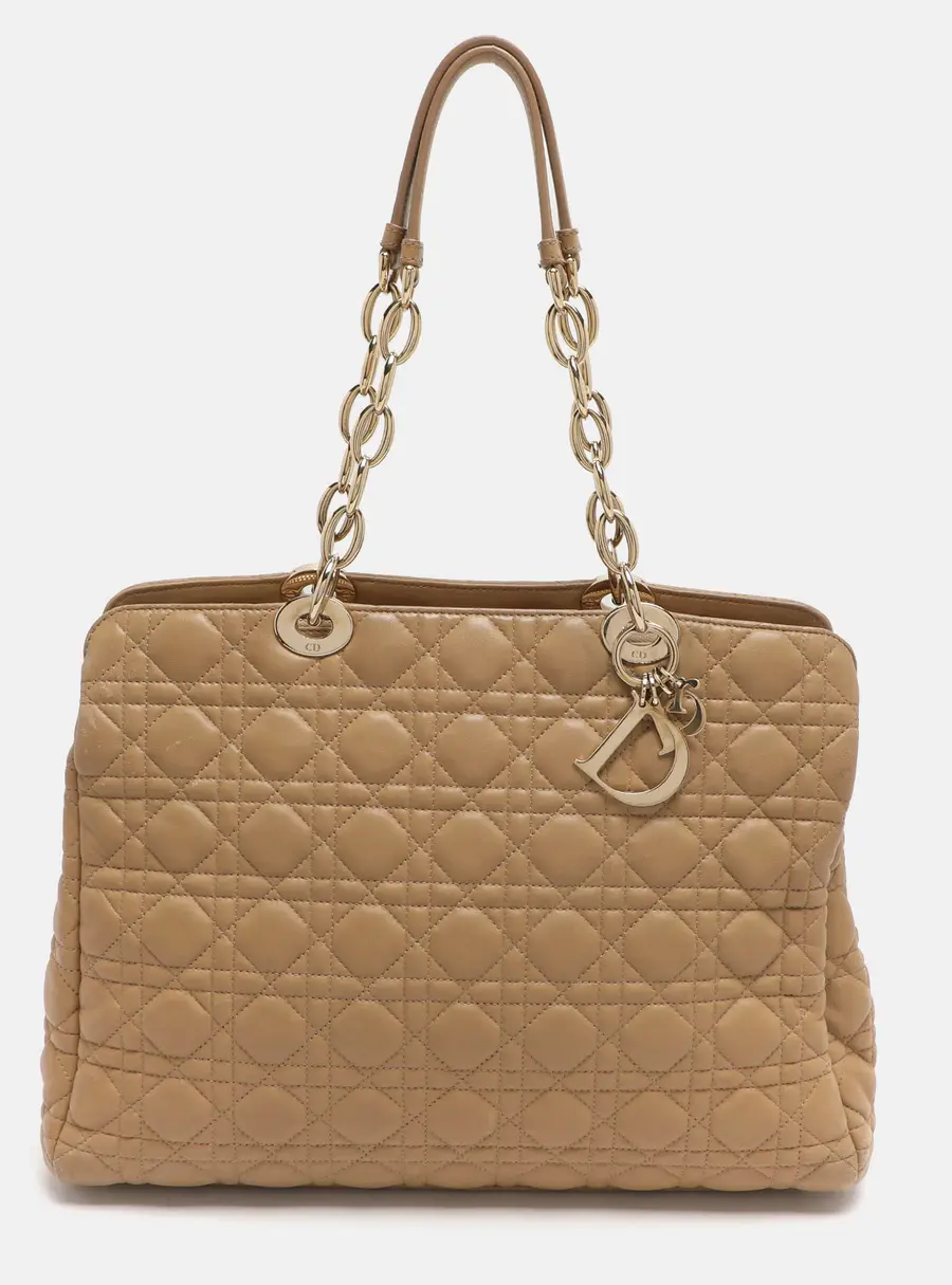 Dior Soft Lady Dior Large Beige Cannage Leather Shopping Tote