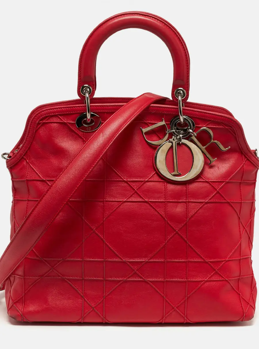 Dior Granville Red Cannage Leather Tote