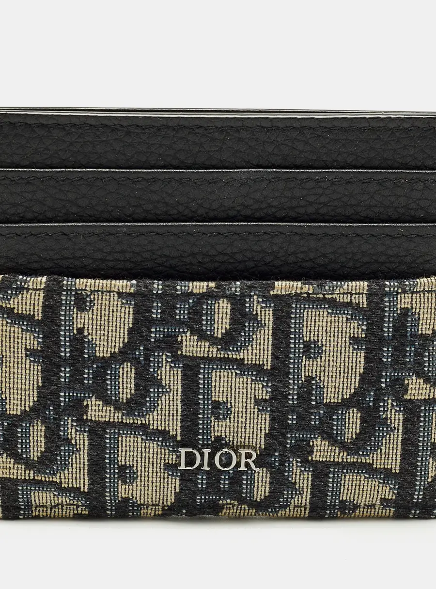 Dior Black Oblique Canvas and Leather Card Holder