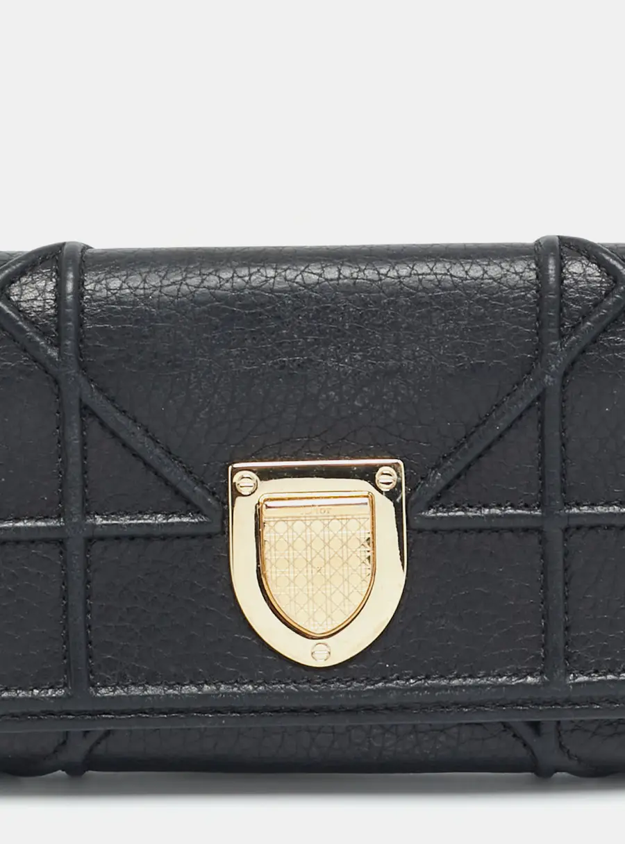 Dior Diorama Black Cannage Leather Compact Wallet