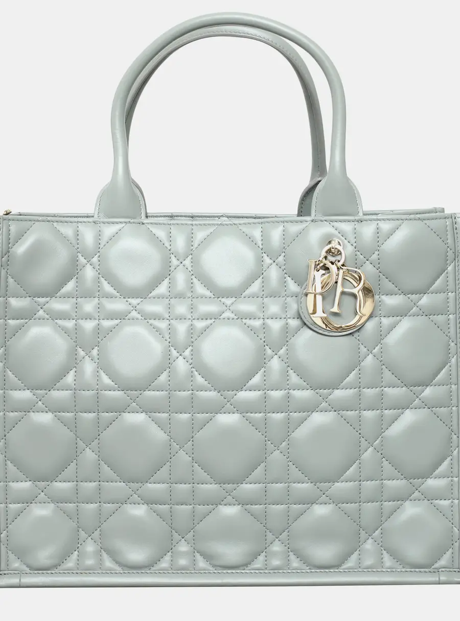 Dior Book Tote Medium Gray Macrocannage Leather Tote Bag