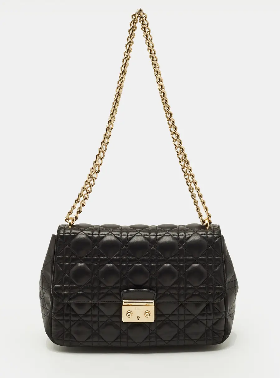 Dior Miss Dior Chain Black Cannage Leather Flap Bag