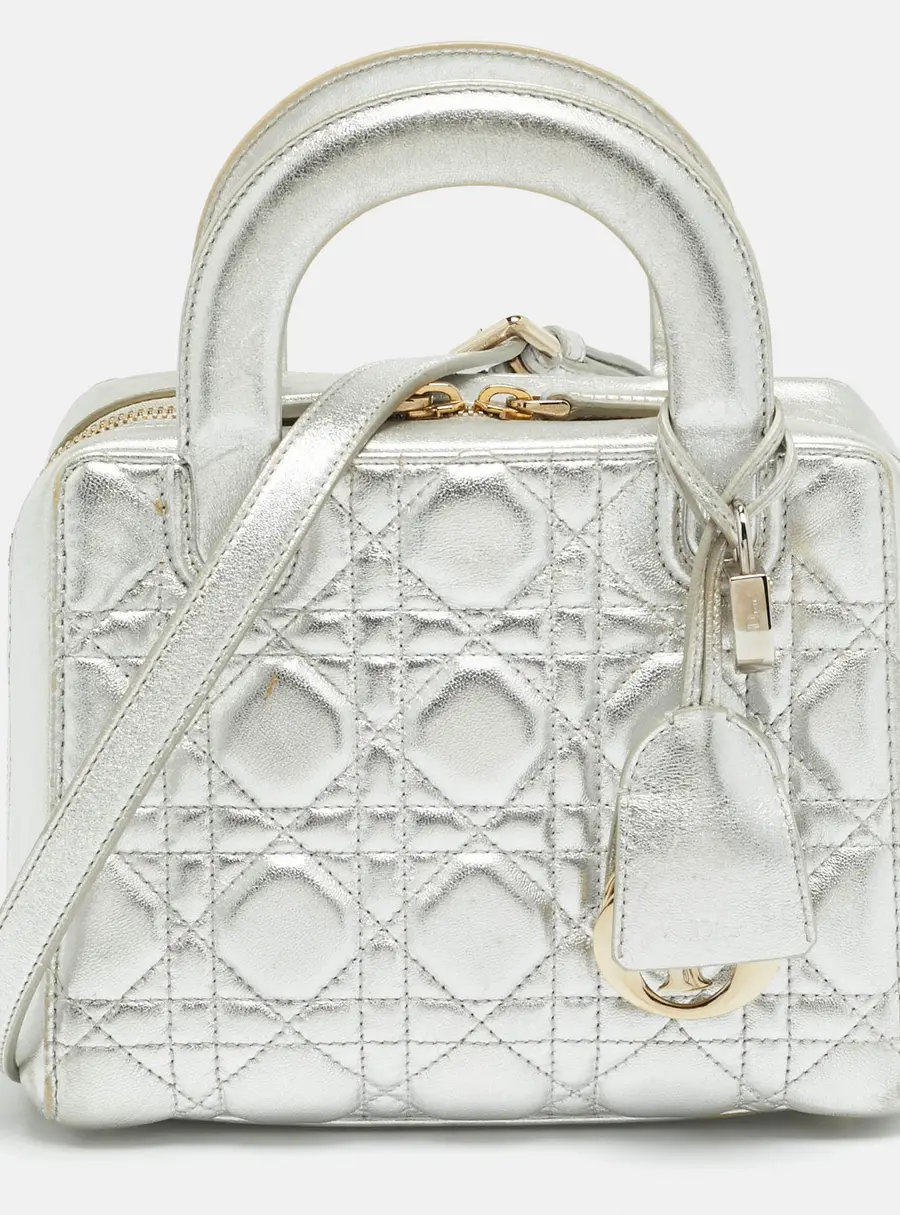 Dior Lily Silver Cannage Leather Bag