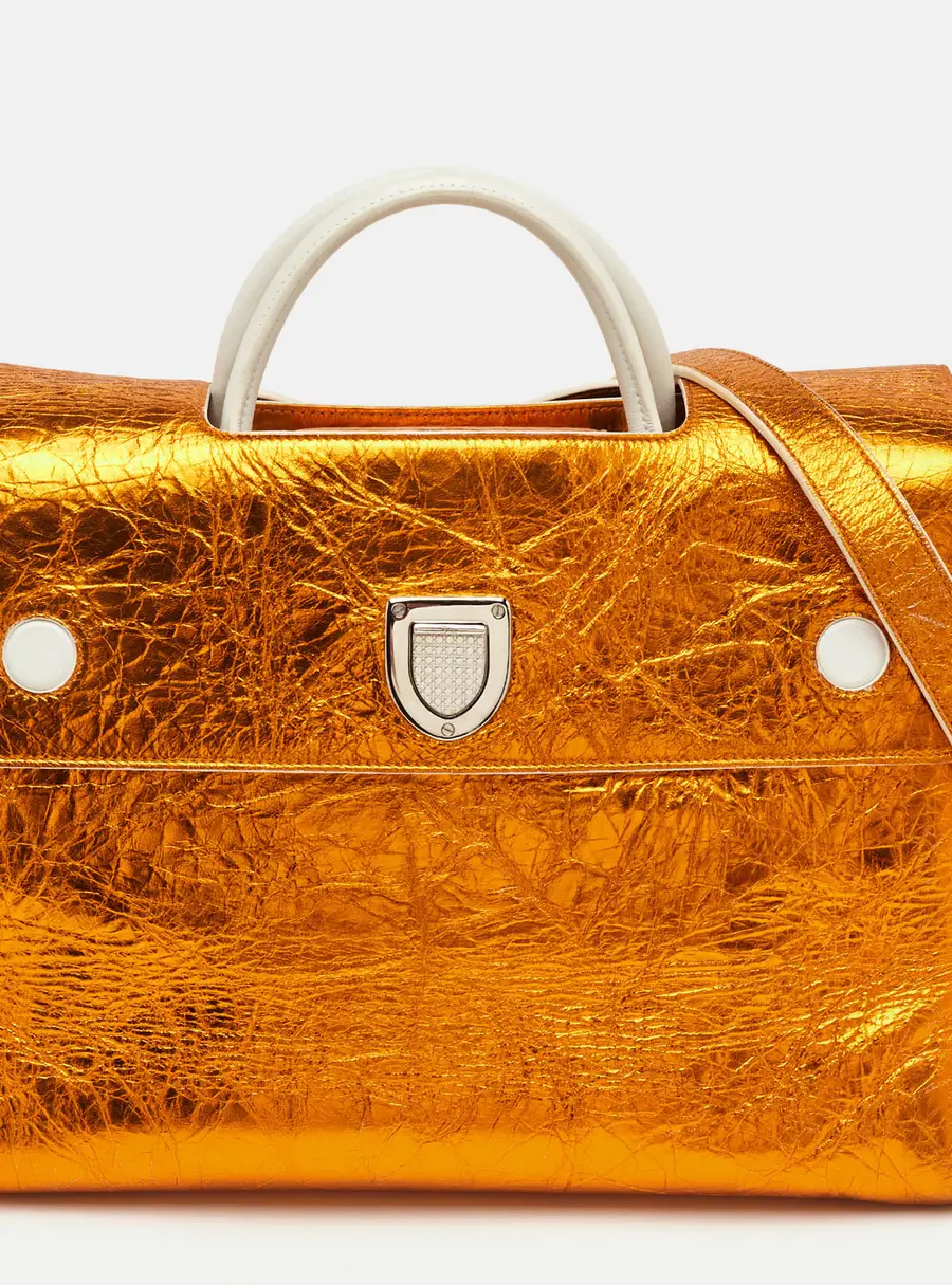 Dior Diorever Large Metallic Orange Foil Leather Tote
