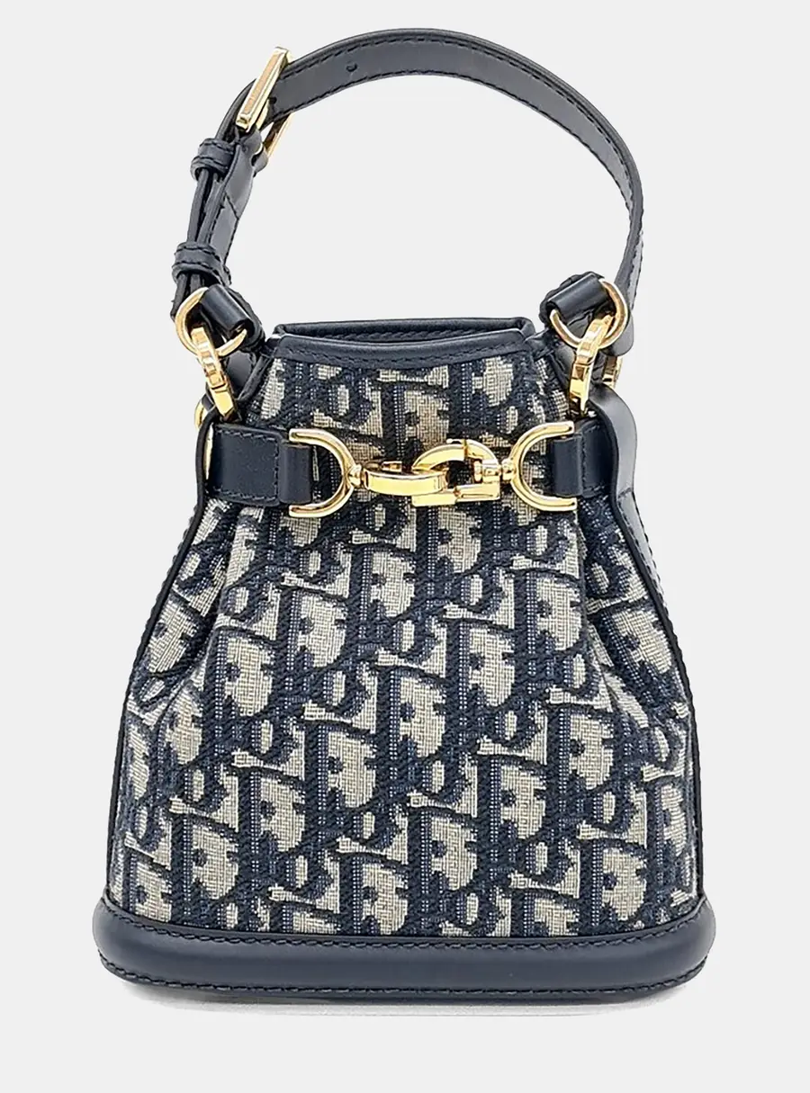 Dior C'Dior Small Beige/Navy Blue Canvas Bag
