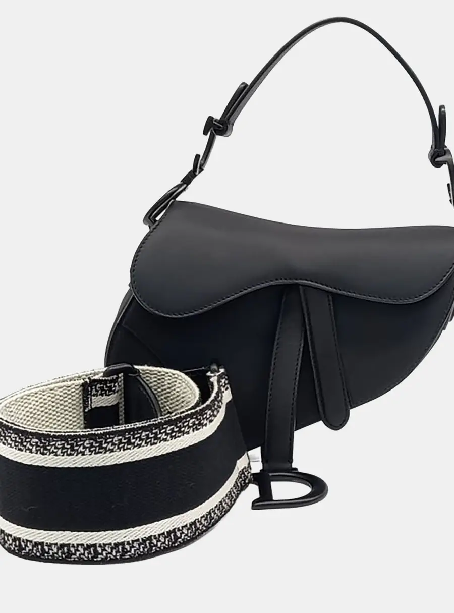 Christian Dior Mini Saddle Bag Black Calfskin Leather Shoulder Bag
