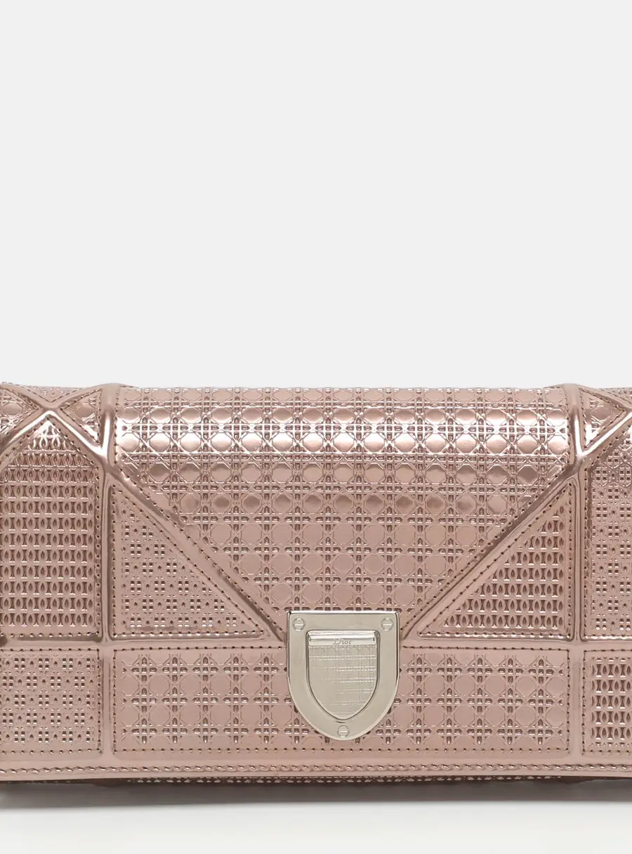Dior Diorama Metallic Pink Cannage Leather Continental Wallet