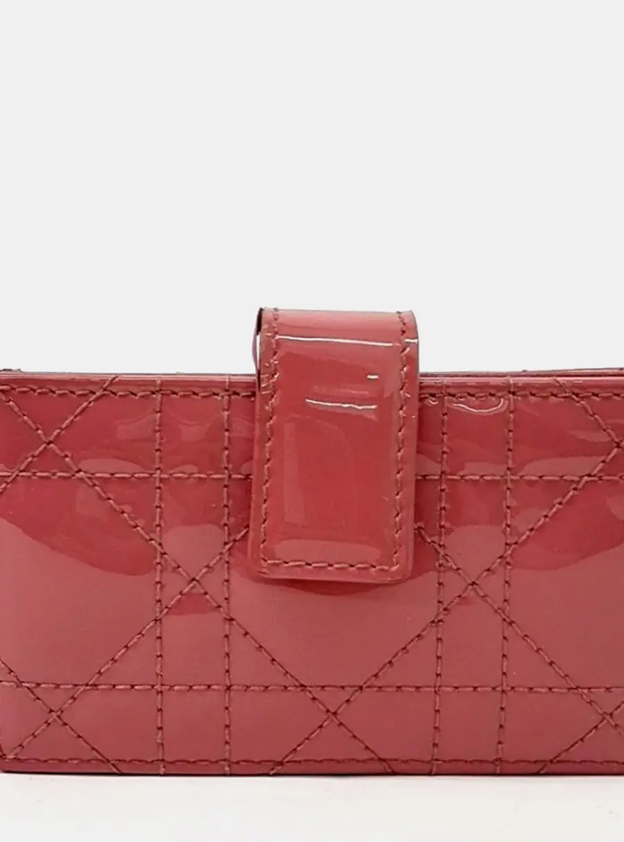Christian Dior Accordion Card Holder Pink Patent Leather Card Holder