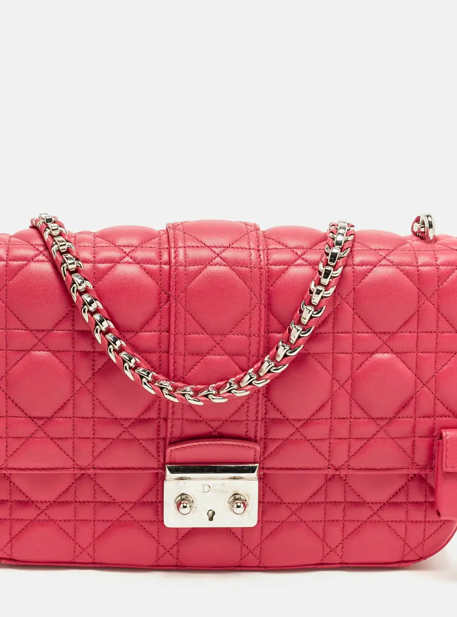 Dior Miss Dior Medium Hot Pink Cannage Leather Shoulder Bag