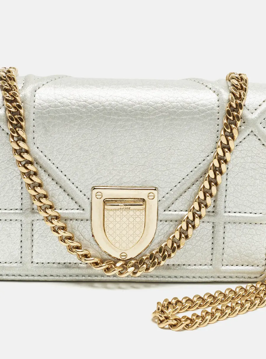 Dior Diorama Chain Baby Silver Cannage Patent Leather Bag