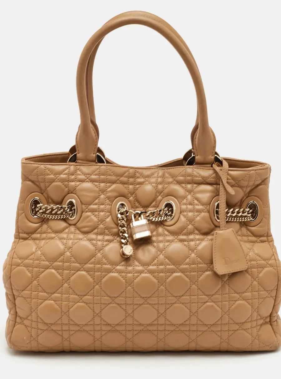 Dior Chri Chri Beige Cannage Leather Tote