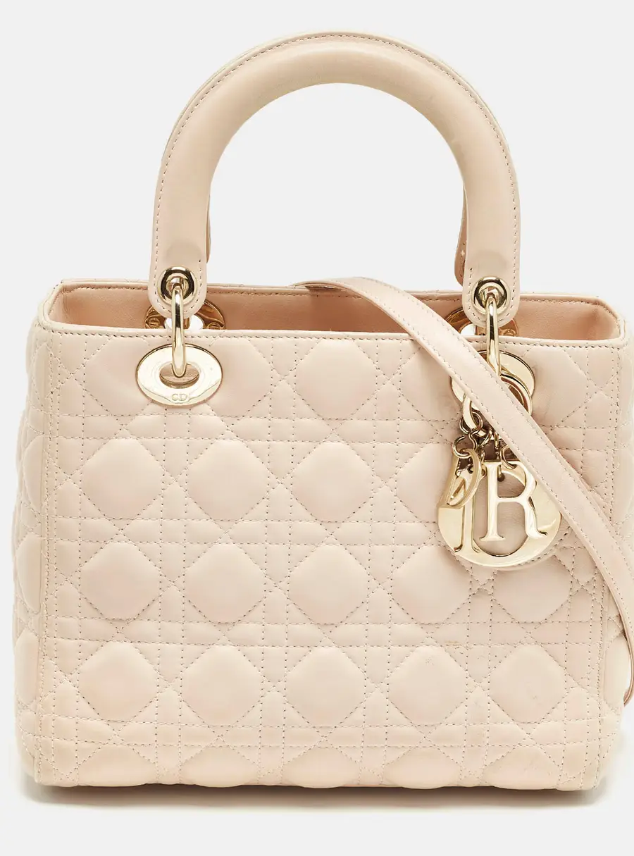Dior Lady Dior Medium Pink Cannage Leather Tote