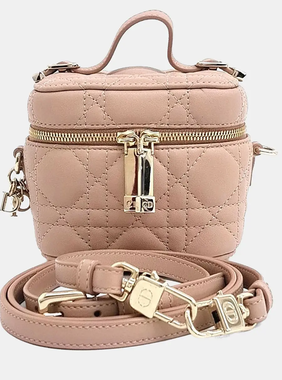Dior Micro Vanity Case Pink Lambskin Leather Top Handle Bag