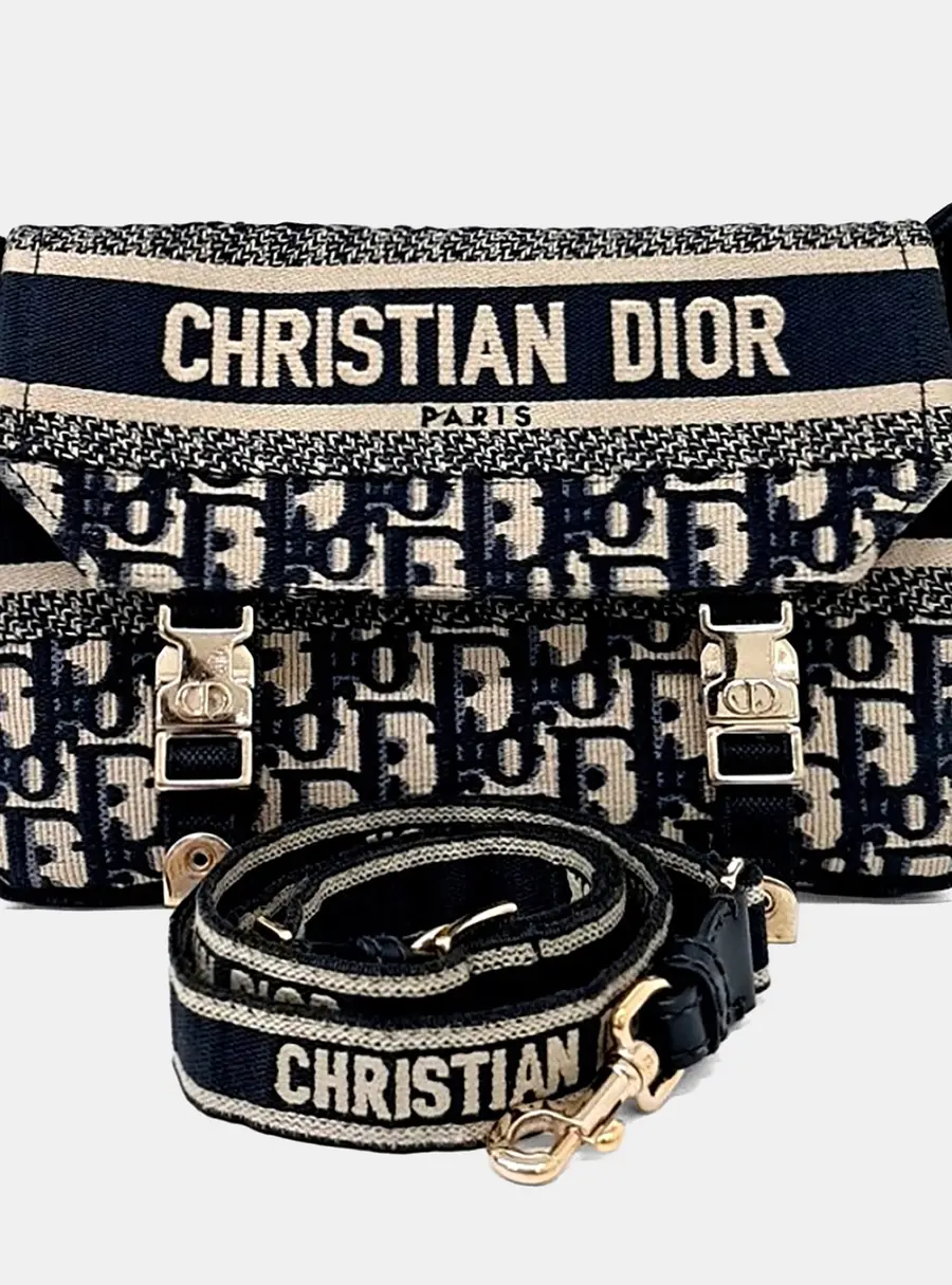 Christian Dior Camp Small Blue Oblique Canvas Messenger Bag