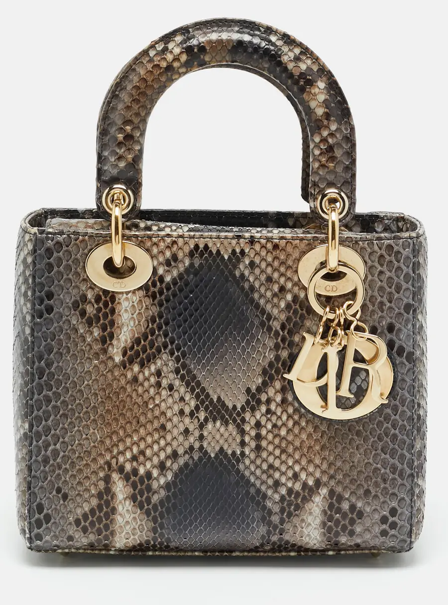 Dior Lady Dior Small Multicolor Python Tote