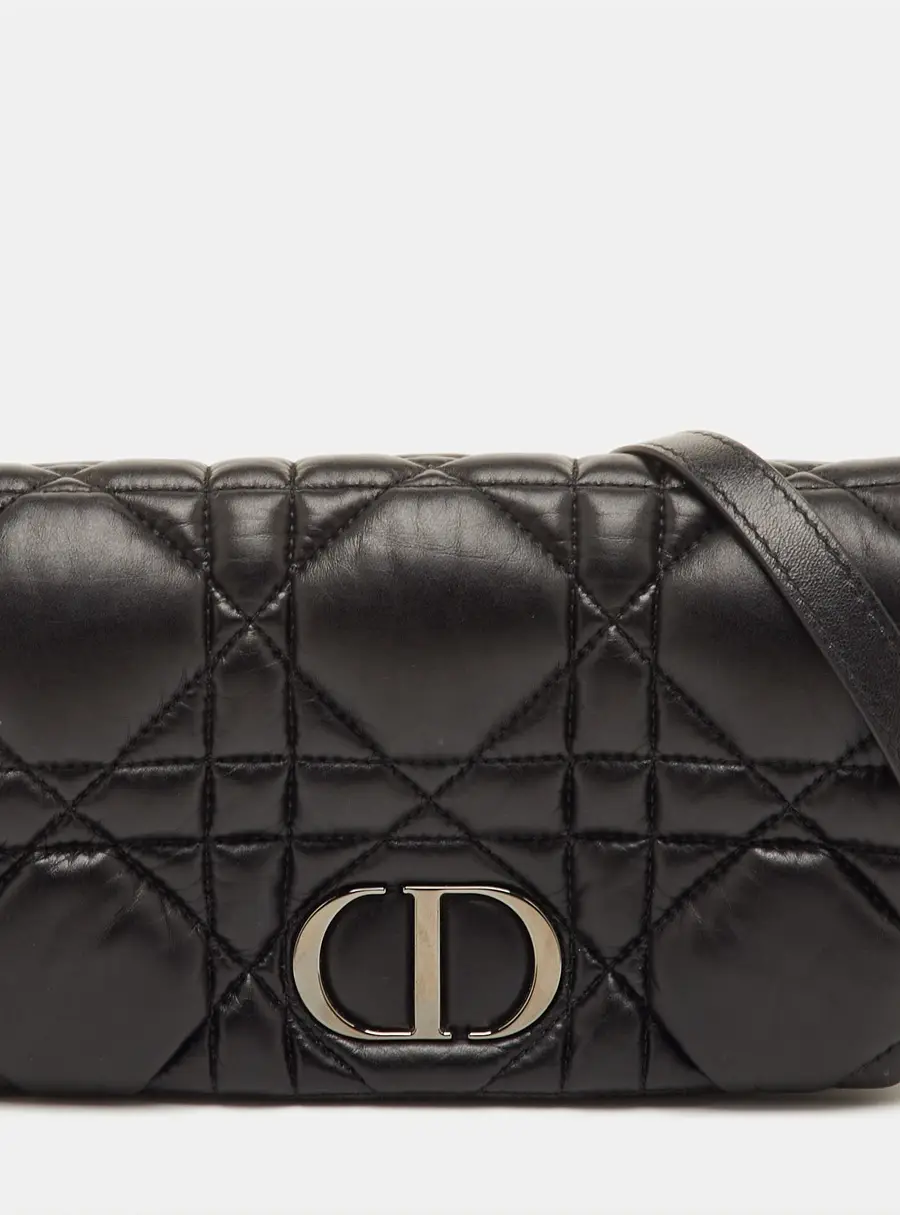 Dior Caro Mini Black Macrocannage Leather Bag
